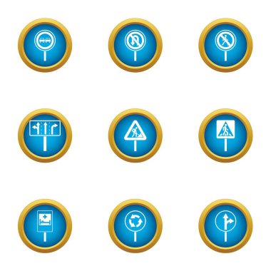 Sürüş işaret Icons set, düz stil