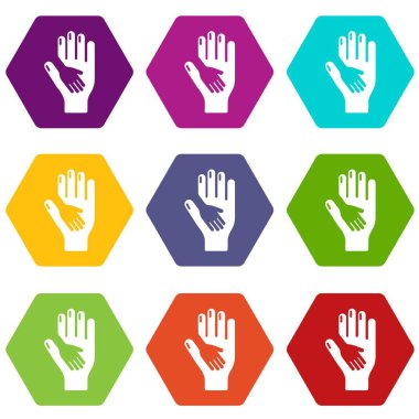 9 vektör bakım el Icons set