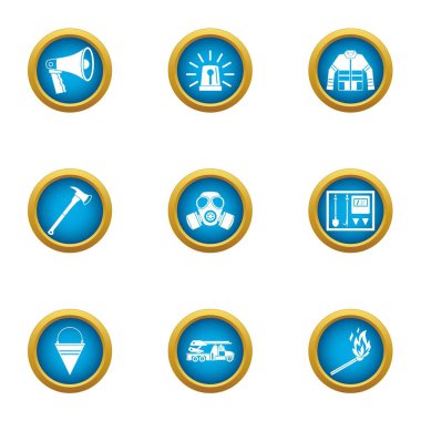 Yangın koruma simgeler kümesi, düz stil