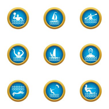 Su topu Icons set, düz stil