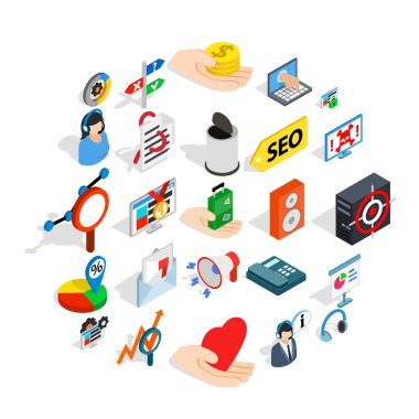 Mobil en iyi duruma getirme Icons set, izometrik stili