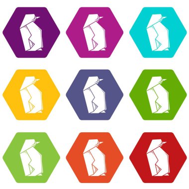 9 vektör origami penguen Icons set