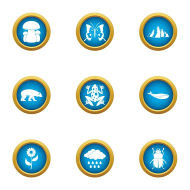 Seyrek büyüme Icons set, düz stil