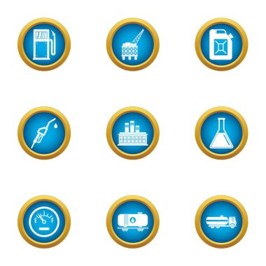 Petrol Icons set, düz stil