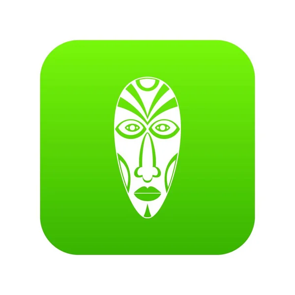 Maschera africana icona vettore verde — Vettoriale Stock