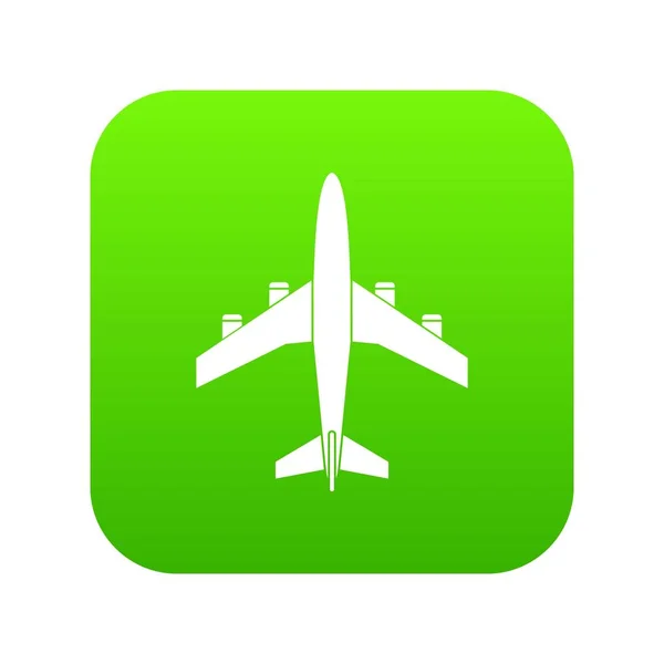 Vliegtuig pictogram digitale groen — Stockvector
