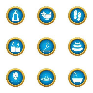 Yumuşak deri Icons set, düz stil