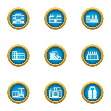 Simgeler kümesi, düz tarzı bina beton