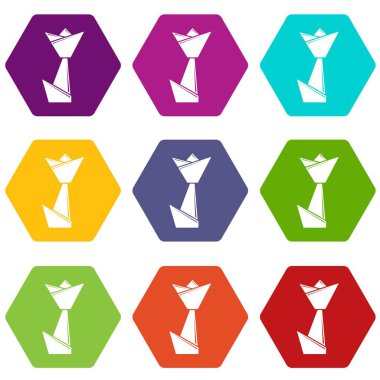 9 vektör origami lale Icons set