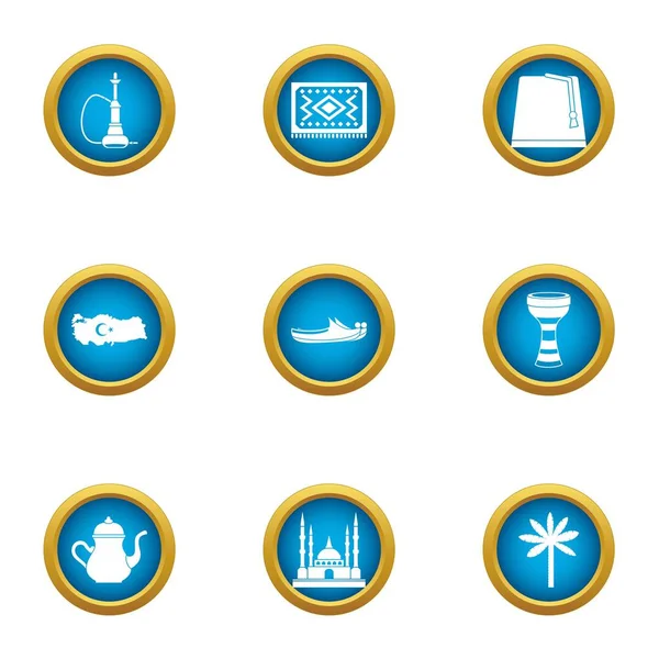 Conjunto de iconos Mussulman, estilo plano — Vector de stock