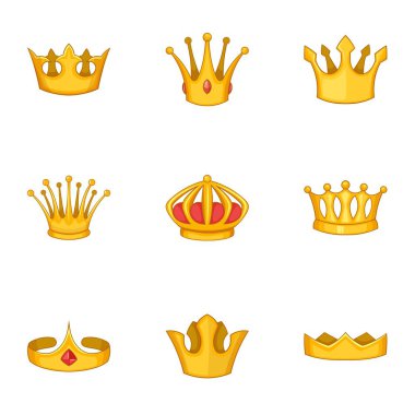 Kafa Icons set, karikatür tarzı taç