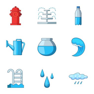 Su baş Icons set, karikatür tarzı