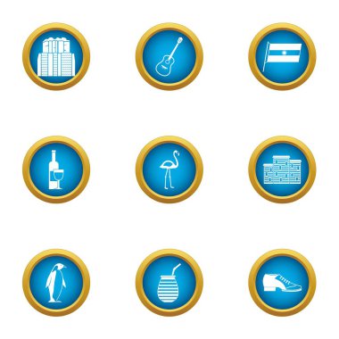 Kent içi Icons set, düz stil