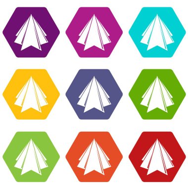 9 vektör origami dağ Icons set