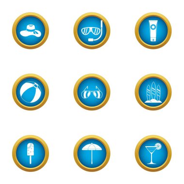 Sıcaklık Icons set, düz stil