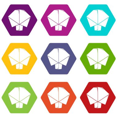 9 vektör origami ağaç Icons set