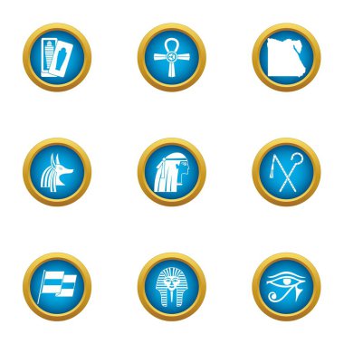 Mısır tarzı simgeleri ayarla, stil düz