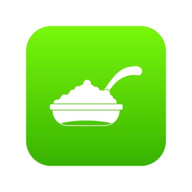 Havyar kaşık simgesi dijital yeşil ile kase