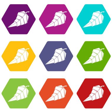 9 vektör origami yaprak Icons set