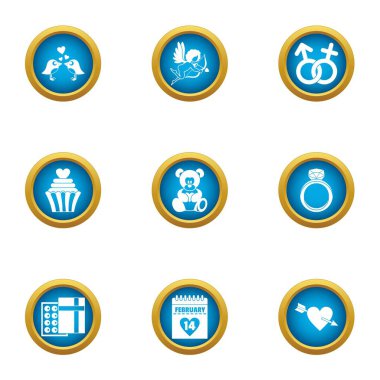 Formalite Icons set düğün, düz stil