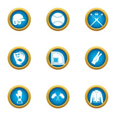 Övünme Icons set, düz stil