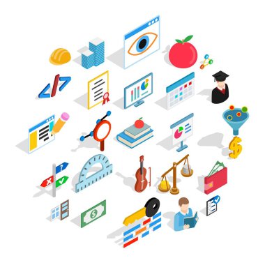 Hesaplama Icons set, izometrik stili