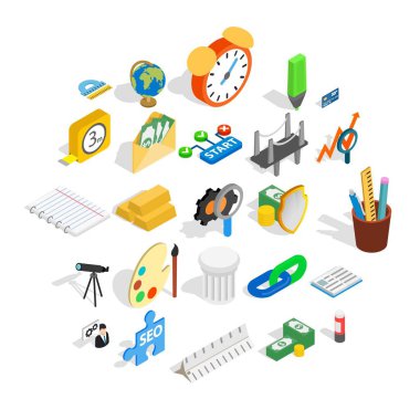 Icons set, izometrik stil hesaplamak