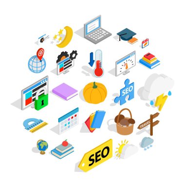 Takvim Icons set, izometrik stili