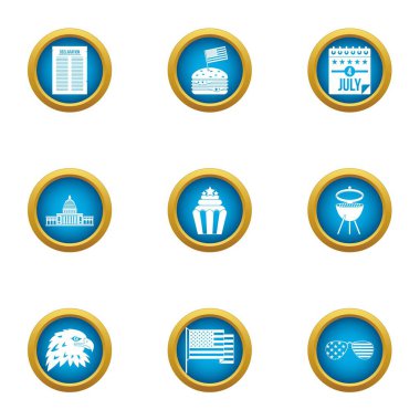 Amerikan türler Icons set, düz stil