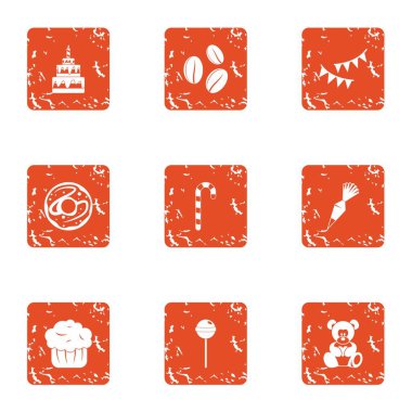 Doldurun pasta Icons set, grunge tarzı