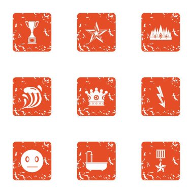 Icons set, grunge tarzı birden kenara çekilip kurtulmak