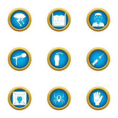 Aşı Icons set, düz stil