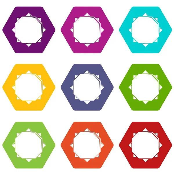 Origami sol iconos conjunto 9 vector — Vector de stock