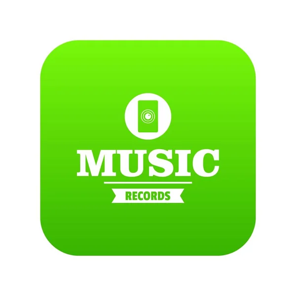 Ícone de registro de música vector verde — Vetor de Stock