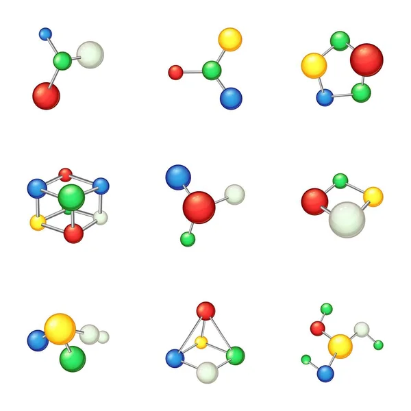 Conjunto de iconos de fórmula química, estilo de dibujos animados — Vector de stock