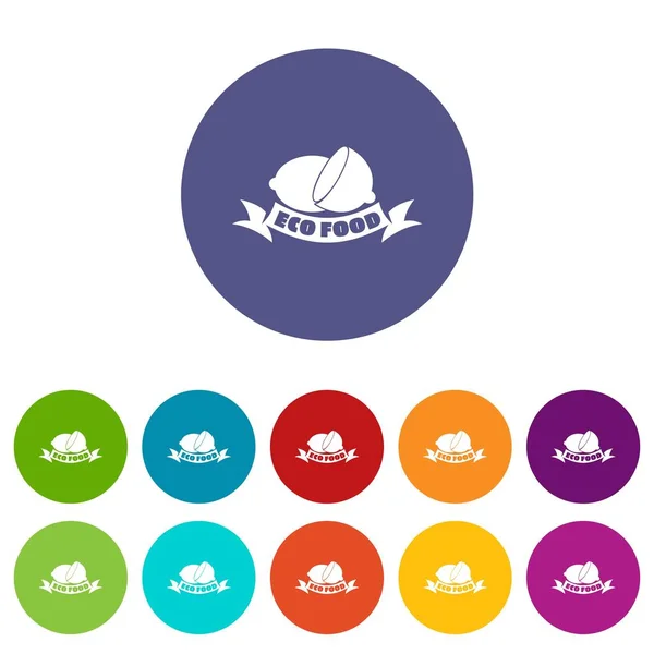 Eco alimentos iconos conjunto vector de color — Vector de stock
