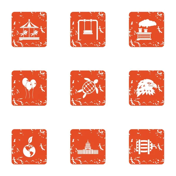 Conjunto de iconos de Ecoregion, estilo grunge — Vector de stock