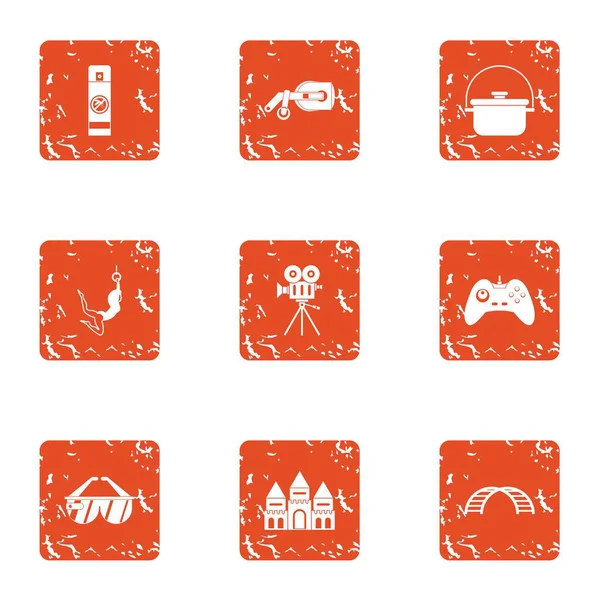 Conjunto de iconos de cortometraje, estilo grunge — Vector de stock