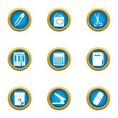 Çalışma kitabı Icons set, düz stil