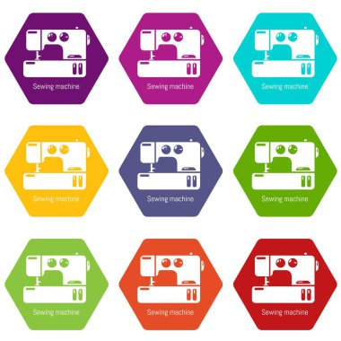 9 vektör dikiş makinesi Icons set