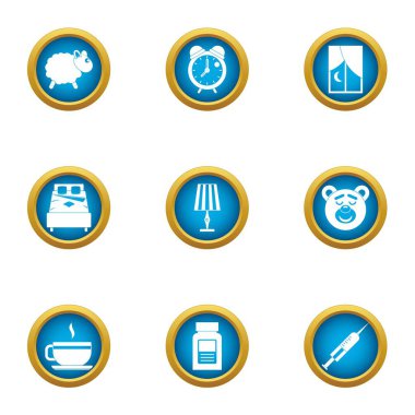 Uykulu akşam simgeler ayarla, stil düz