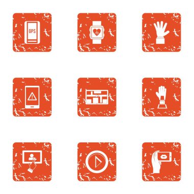 Mark harita Icons set, grunge tarzı