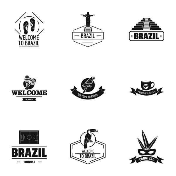 Ensemble de logo du monde Brésil, style simple — Image vectorielle