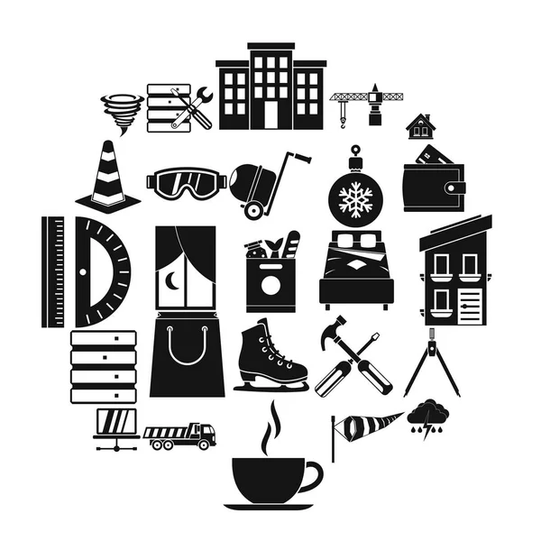 Strong house icons set, simple style — Stock Vector