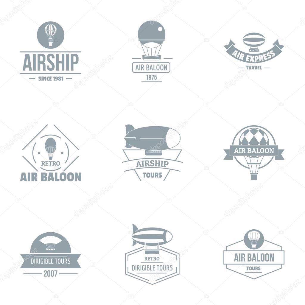 Airborne logo set. Simple set of 9 airborne vector logo for web isolated on white background