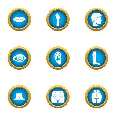 Güzel bir cilt Icons set, düz stil