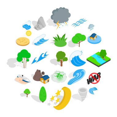 Felaket Icons set, izometrik stili