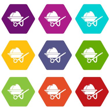 9 vektör el arabası Icons set