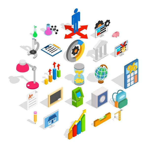 Ekleme makinesi Icons set, izometrik stili