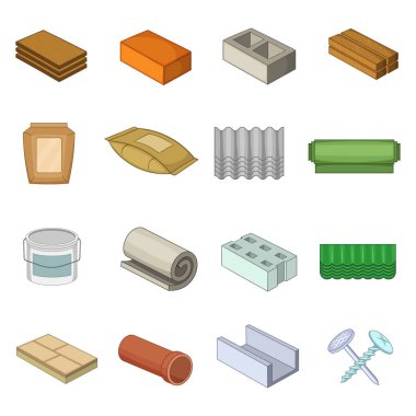 Yapı malzeme Icons set, karikatür tarzı